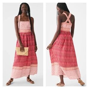 Faherty Gracie Maxi Dress Pink Gobi Floral Organic Cotton XXS NWT